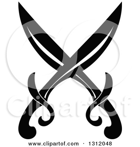 Clipart of a Black and White Crossed Swords Version 31 - Royalty Free Vector Illustration by Vector Tradition SM