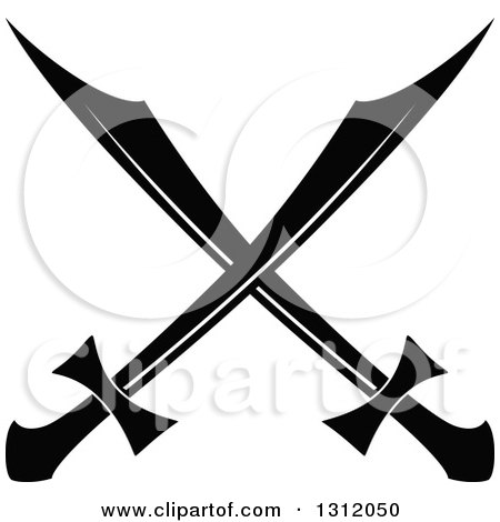 Clipart of a Black and White Crossed Swords Version 33 - Royalty Free Vector Illustration by Vector Tradition SM