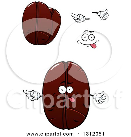 Clipart of a Cartoon Face, Hands and Coffee Beans - Royalty Free Vector Illustration by Vector Tradition SM