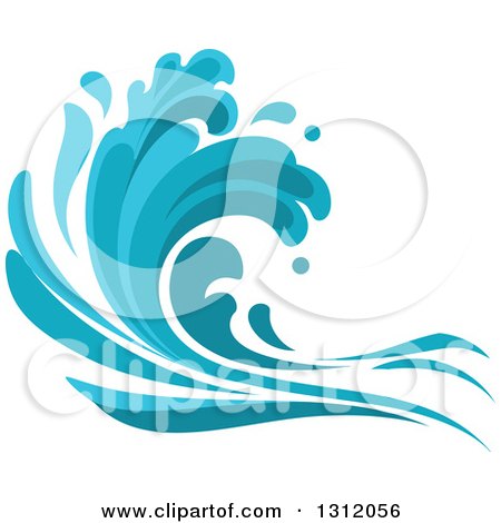 Clipart of a Blue Splash or Surf Wave 2 - Royalty Free Vector Illustration by Vector Tradition SM