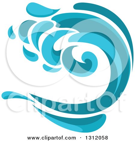 Clipart of a Blue Splash or Surf Wave 4 - Royalty Free Vector Illustration by Vector Tradition SM