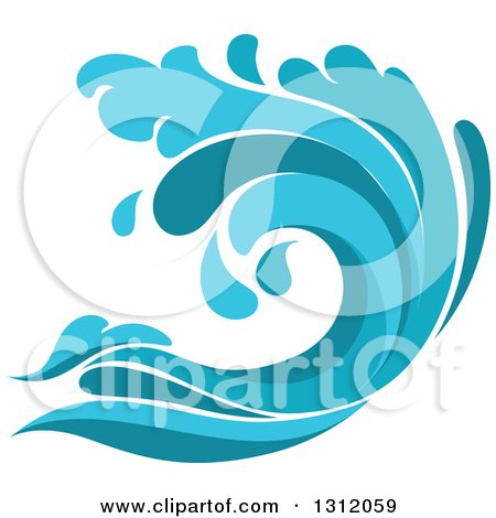 Clipart of a Blue Splash or Surf Wave 5 - Royalty Free Vector Illustration by Vector Tradition SM