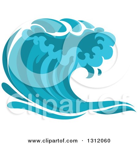Clipart of a Blue Splash or Surf Wave 6 - Royalty Free Vector Illustration by Vector Tradition SM