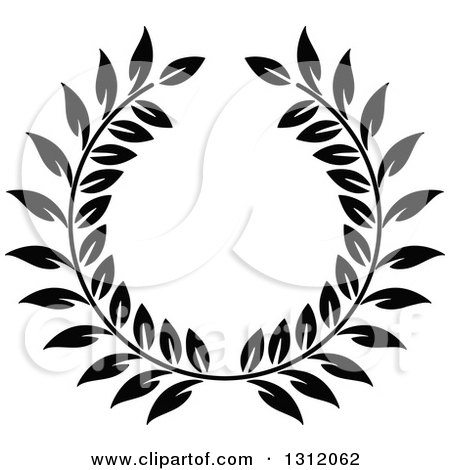 Clipart of a Black and White Laurel Wreath 20 - Royalty Free Vector Illustration by Vector Tradition SM
