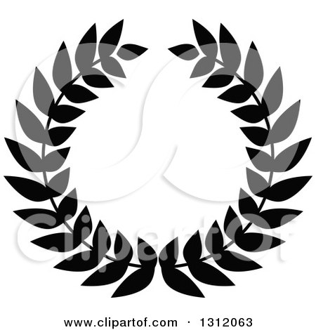 Clipart of a Black and White Laurel Wreath 17 - Royalty Free Vector Illustration by Vector Tradition SM
