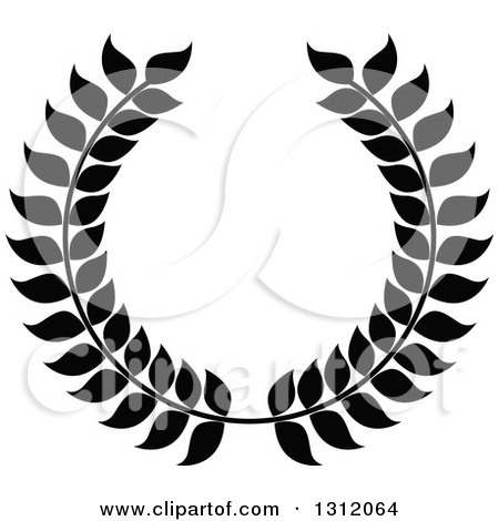 Clipart of a Black and White Laurel Wreath 18 - Royalty Free Vector Illustration by Vector Tradition SM