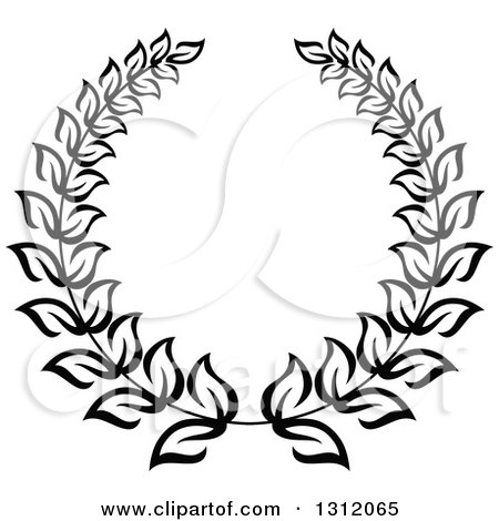 Clipart of a Black and White Laurel Wreath 21 - Royalty Free Vector Illustration by Vector Tradition SM