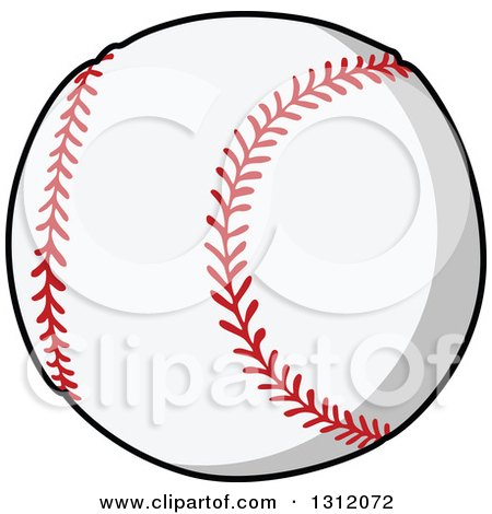 Clipart of a Cartoon Baseball with Red Stitches - Royalty Free Vector Illustration by Vector Tradition SM
