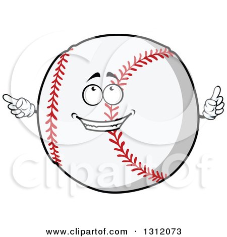 Clipart of a Cartoon Baseball Character Holding up a Finger and Pointing - Royalty Free Vector Illustration by Vector Tradition SM