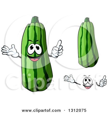 Clipart of a Cartoon Face, Hands and Zucchinis - Royalty Free Vector Illustration by Vector Tradition SM