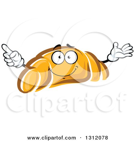 Clipart of a Cartoon Croissant Character Holding up a Finger - Royalty Free Vector Illustration by Vector Tradition SM