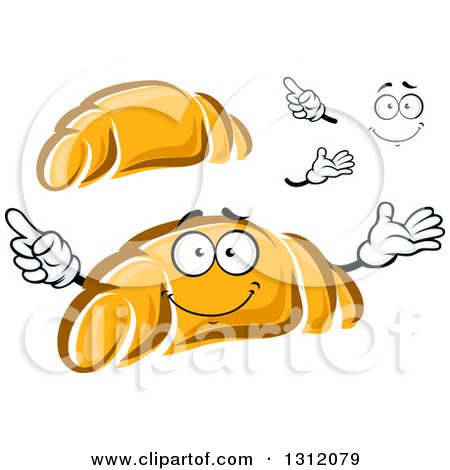 Clipart of a Cartoon Face, Hands and Croissants - Royalty Free Vector Illustration by Vector Tradition SM