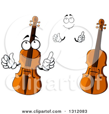 Clipart of a Cartoon Face, Hands and Violins - Royalty Free Vector Illustration by Vector Tradition SM