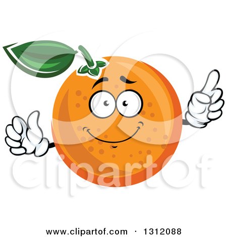 Clipart of a Cartoon Navel Orange Character Holding up a Finger - Royalty Free Vector Illustration by Vector Tradition SM
