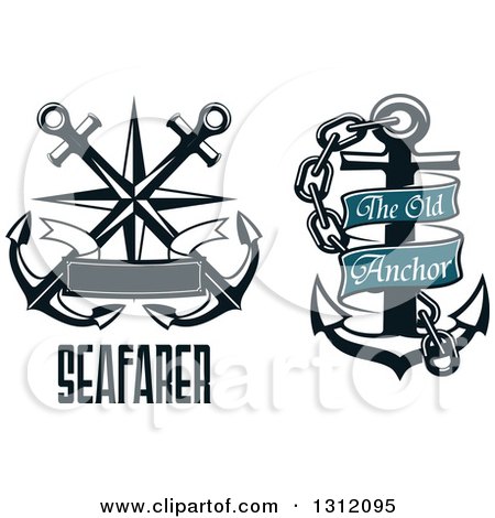 Clipart of Dark Blue Anchors with Text - Royalty Free Vector Illustration by Vector Tradition SM