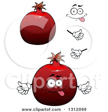 Clipart of a Cartoon Face, Hands and Pomegranates 2 - Royalty Free Vector Illustration by Vector Tradition SM