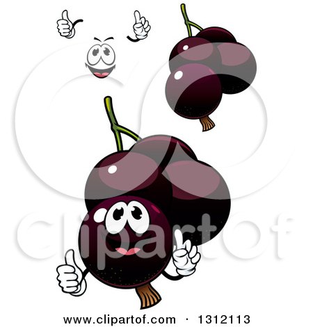 Clipart of a Cartoon Face, Hands and Currants - Royalty Free Vector Illustration by Vector Tradition SM