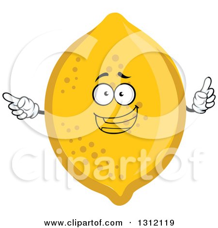 Clipart of a Cartoon Lemon Character Holding up a Finger - Royalty Free Vector Illustration by Vector Tradition SM