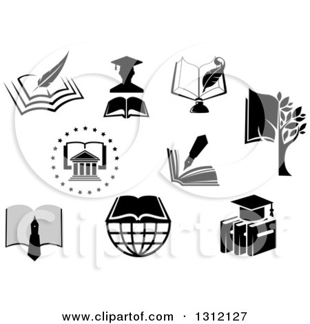 Clipart of College, University, Book and Graduation Designs - Royalty Free Vector Illustration by Vector Tradition SM
