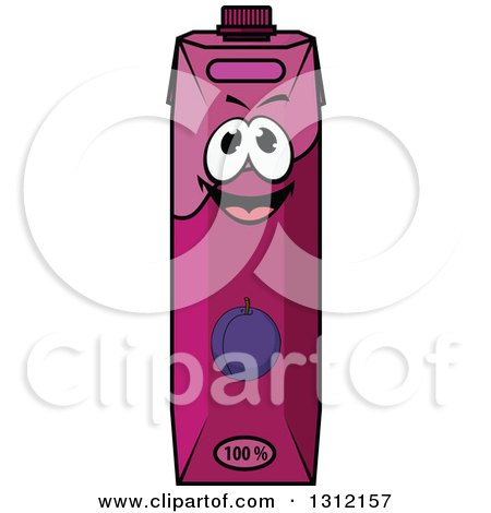 Clipart of a Happy Prune or Plum Juice Carton 5 - Royalty Free Vector Illustration by Vector Tradition SM