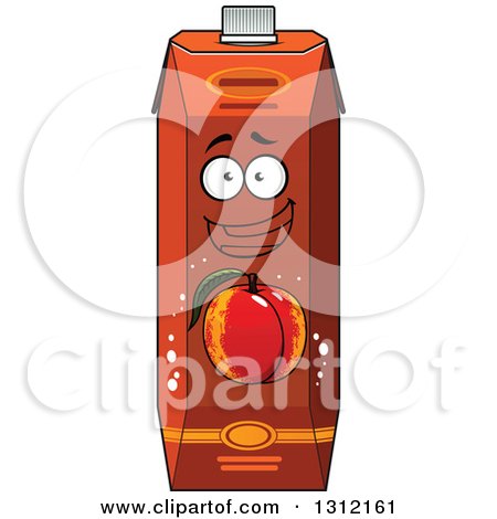 Clipart of a Cartoon Peach Apricot or Nectarine Juice Carton Character 3 - Royalty Free Vector Illustration by Vector Tradition SM