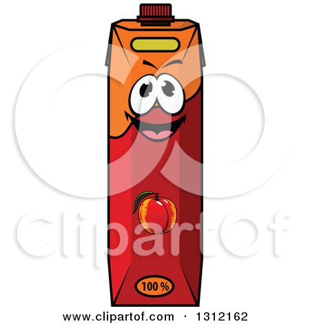 Clipart of a Cartoon Peach Apricot or Nectarine Juice Carton Character 4 - Royalty Free Vector Illustration by Vector Tradition SM