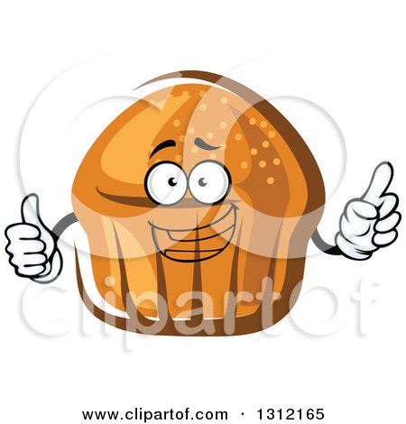 Clipart of a Cartoon Muffin or Cupcake Character Holding up a Thumb and Finger - Royalty Free Vector Illustration by Vector Tradition SM