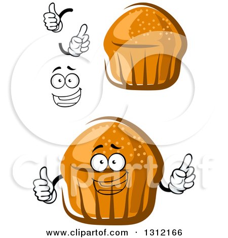 Clipart of a Cartoon Face, Hands and Muffins or Cupcakes - Royalty Free Vector Illustration by Vector Tradition SM