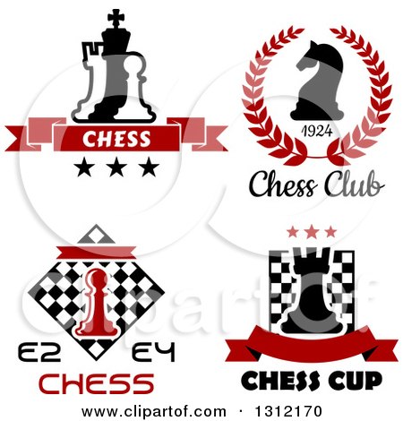 Clipart of Chess Piece Designs with Text - Royalty Free Vector Illustration by Vector Tradition SM