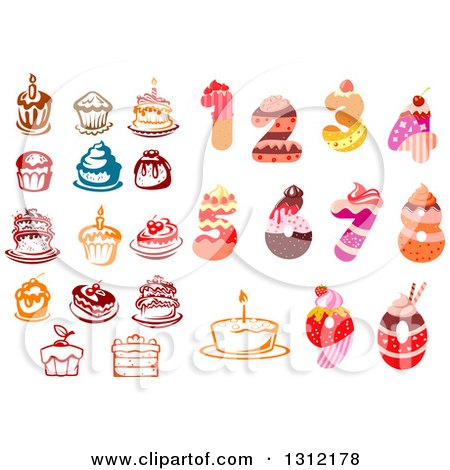 Clipart of Cakes and Numbers - Royalty Free Vector Illustration by Vector Tradition SM