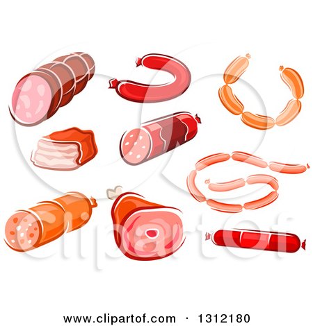 Clipart of Ham and Sausage - Royalty Free Vector Illustration by Vector Tradition SM