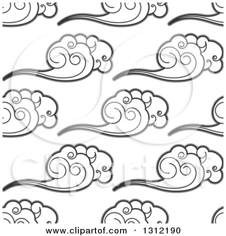 Clipart of a Seamless Background Pattern of Grayscale Clouds - Royalty Free Vector Illustration by Vector Tradition SM