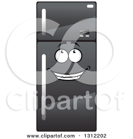 Clipart of a Black Refrigerator Character Looking up - Royalty Free Vector Illustration by Vector Tradition SM