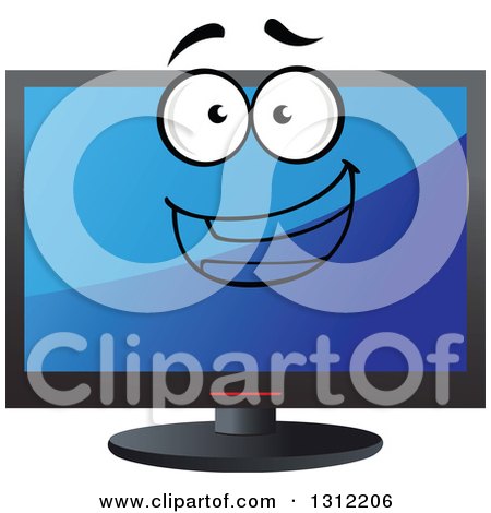 Clipart of a Happy Tv or Computer Screen Character - Royalty Free Vector Illustration by Vector Tradition SM