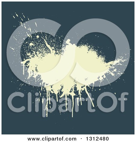 Clipart of a Pastel Yellow Ink Splat on Teal - Royalty Free Vector Illustration by KJ Pargeter
