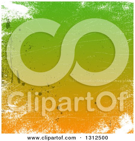 Clipart of a Grungy Background of Scratches on Gradient Green to Orange - Royalty Free Vector Illustration by KJ Pargeter