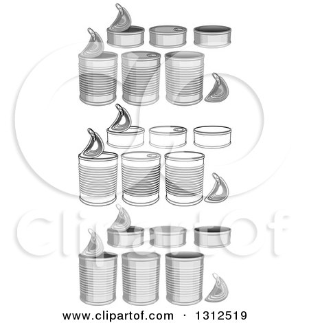 Clipart of Food Cans in Color and Black and White - Royalty Free Vector Illustration by Liron Peer
