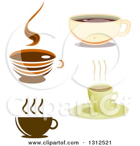 Clipart of Coffee Cups and Saucers - Royalty Free Vector Illustration by Liron Peer