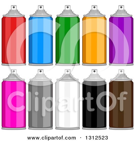 Clipart of Cartoon Colorful Cans of Spray Paint - Royalty Free Vector Illustration by Liron Peer