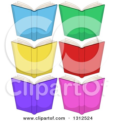 Clipart of Cartoon Open Colorful Books - Royalty Free Vector Illustration by Liron Peer