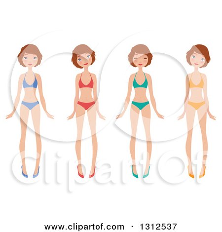 Clipart of a Caucasian Woman Wearing Different Colored Bikinis and Heels - Royalty Free Vector Illustration by Melisende Vector