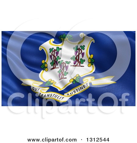 Clipart of a 3d Rippling State Flag of Connecticut, USA - Royalty Free Illustration by stockillustrations