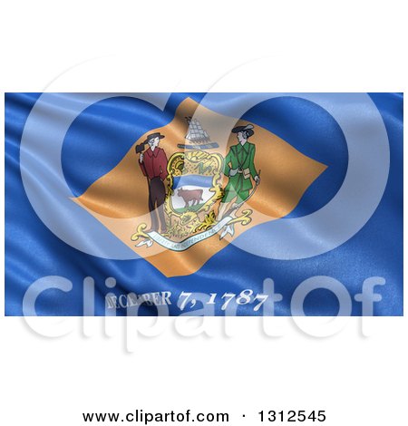 Clipart of a 3d Rippling State Flag of Delaware, USA - Royalty Free Illustration by stockillustrations