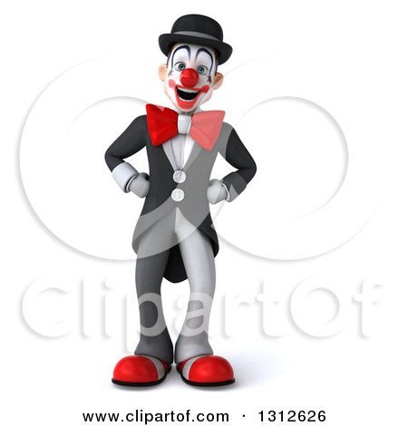 Clipart of a 3d White and Black Clown - Royalty Free Illustration by Julos
