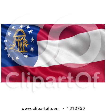 Clipart of a 3d Rippling State Flag of Georgia, USA - Royalty Free Illustration by stockillustrations
