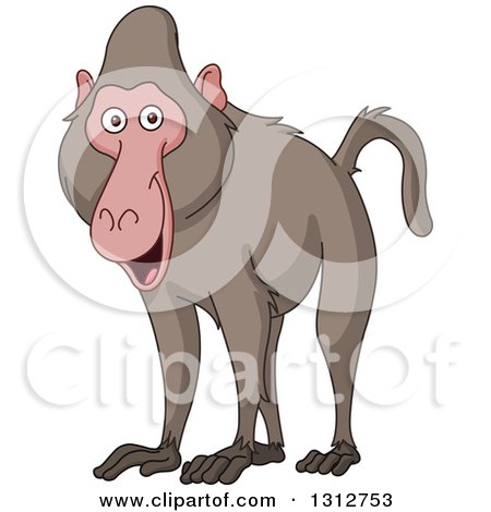 Clipart of a Cartoon Happy Baboon Monkey - Royalty Free Vector Illustration by yayayoyo