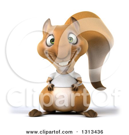 Clipart of a 3d Casual Squirrel Wearing a White T Shirt - Royalty Free Illustration by Julos