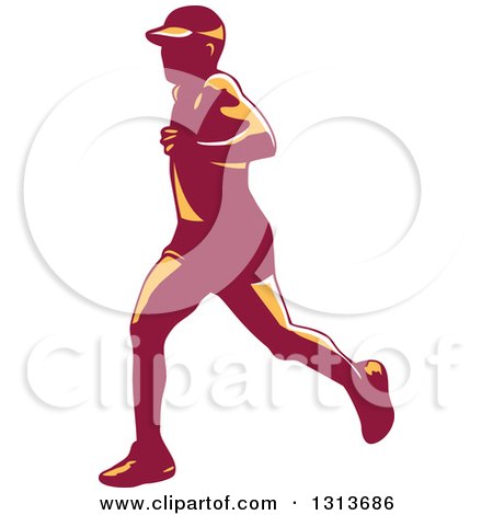 Clipart of a Retro Male Marathon Runner - Royalty Free Vector Illustration by patrimonio