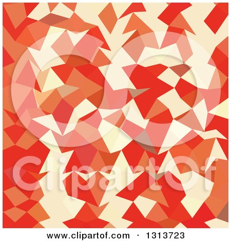 Clipart of a Low Poly Abstract Geometric Background of Coral Red - Royalty Free Vector Illustration by patrimonio