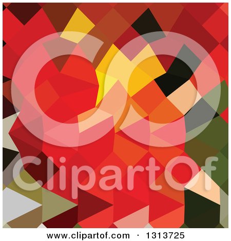 Clipart of a Low Poly Abstract Geometric Background of Lava Red - Royalty Free Vector Illustration by patrimonio